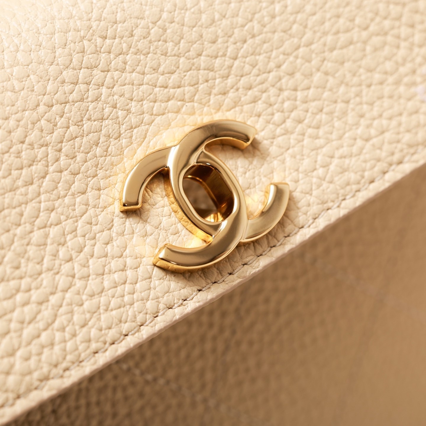 Chanel Small Shopping Shoulder Bag 12.6in/ 32cm Light Beige Gold Hardware For Women