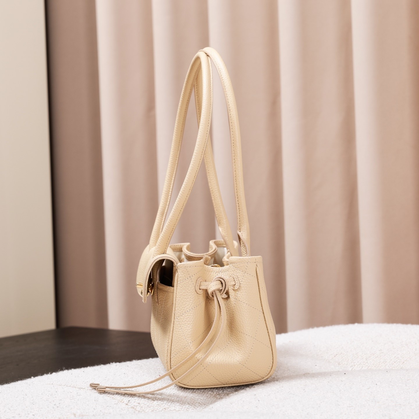 Chanel Small Shopping Shoulder Bag 12.6in/ 32cm Light Beige Gold Hardware For Women