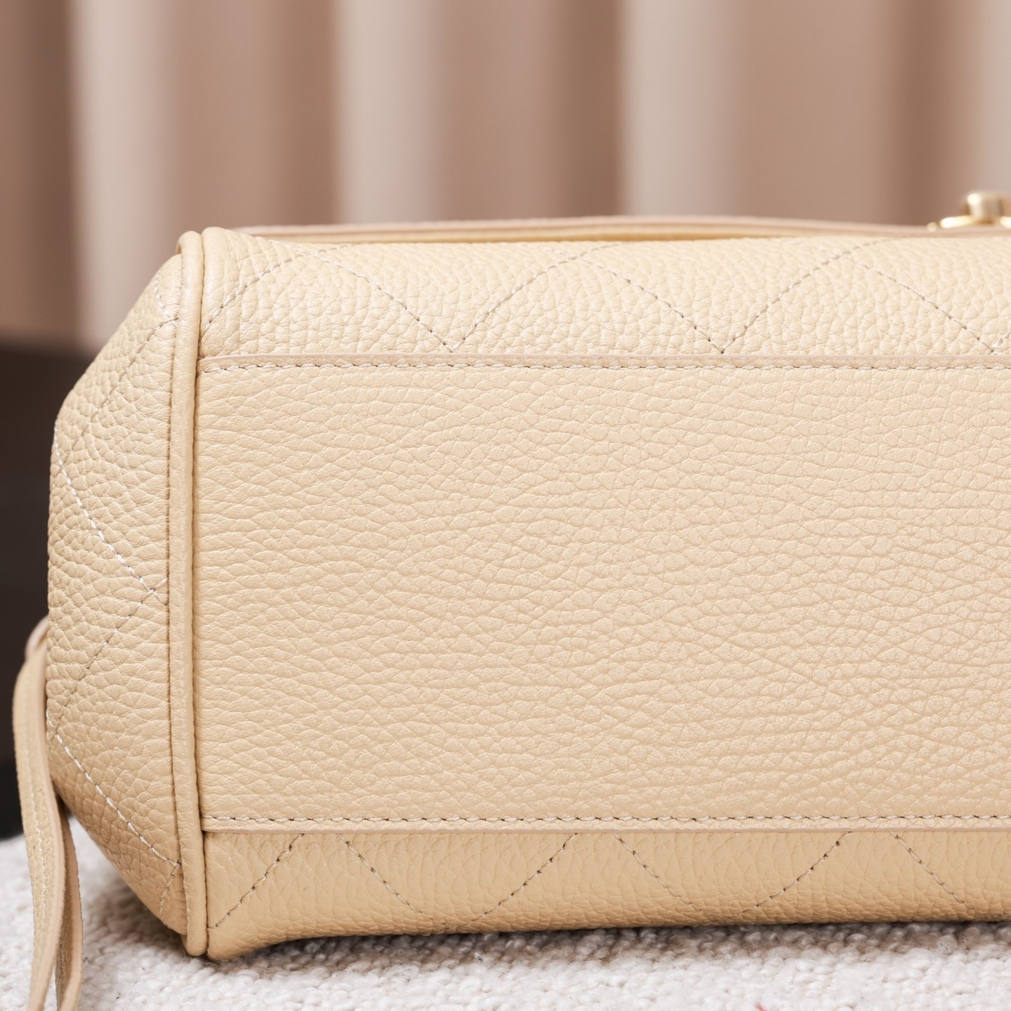 Chanel Small Shopping Shoulder Bag 12.6in/ 32cm Light Beige Gold Hardware For Women