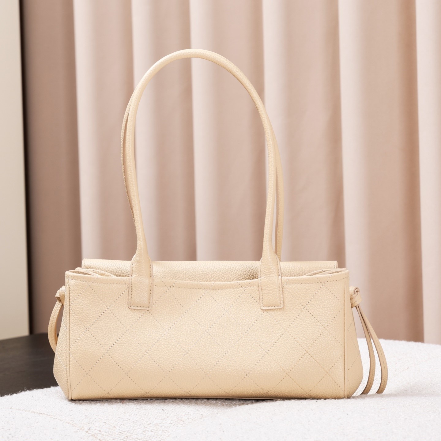Chanel Small Shopping Shoulder Bag 12.6in/ 32cm Light Beige Gold Hardware For Women