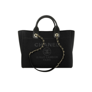 Chanel Deauville Tote Bag 15.2in/ 39cm Black Gold Hardware For Women AS3257 B08435 94305