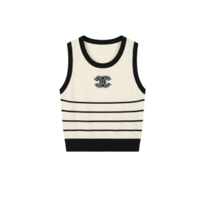 Chanel Striped Sleeveless Top Black/ White For Women