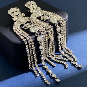 Alternative view of Chanel Tassel Claw Chain Earrings Silver For Women