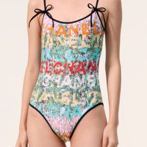 Alternative view of Chanel Vintage Graffiti Logo One-Piece Swimsuit Multicolor For Women