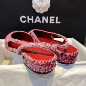 Alternative view of Chanel Woolen Lat Lace Up Sandals Dark Pink For Women