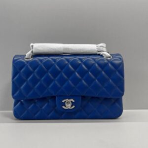 Alternative view of Chanel Classic Double Flap Bag Medium Crossbody 10in/ 25.5cm Navy Blue Silver Hardware For Women A01112