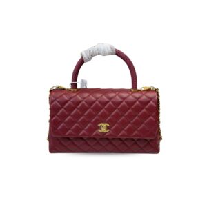 Chanel Handbag With Top Handle Dark Red For Women 11in/28cm