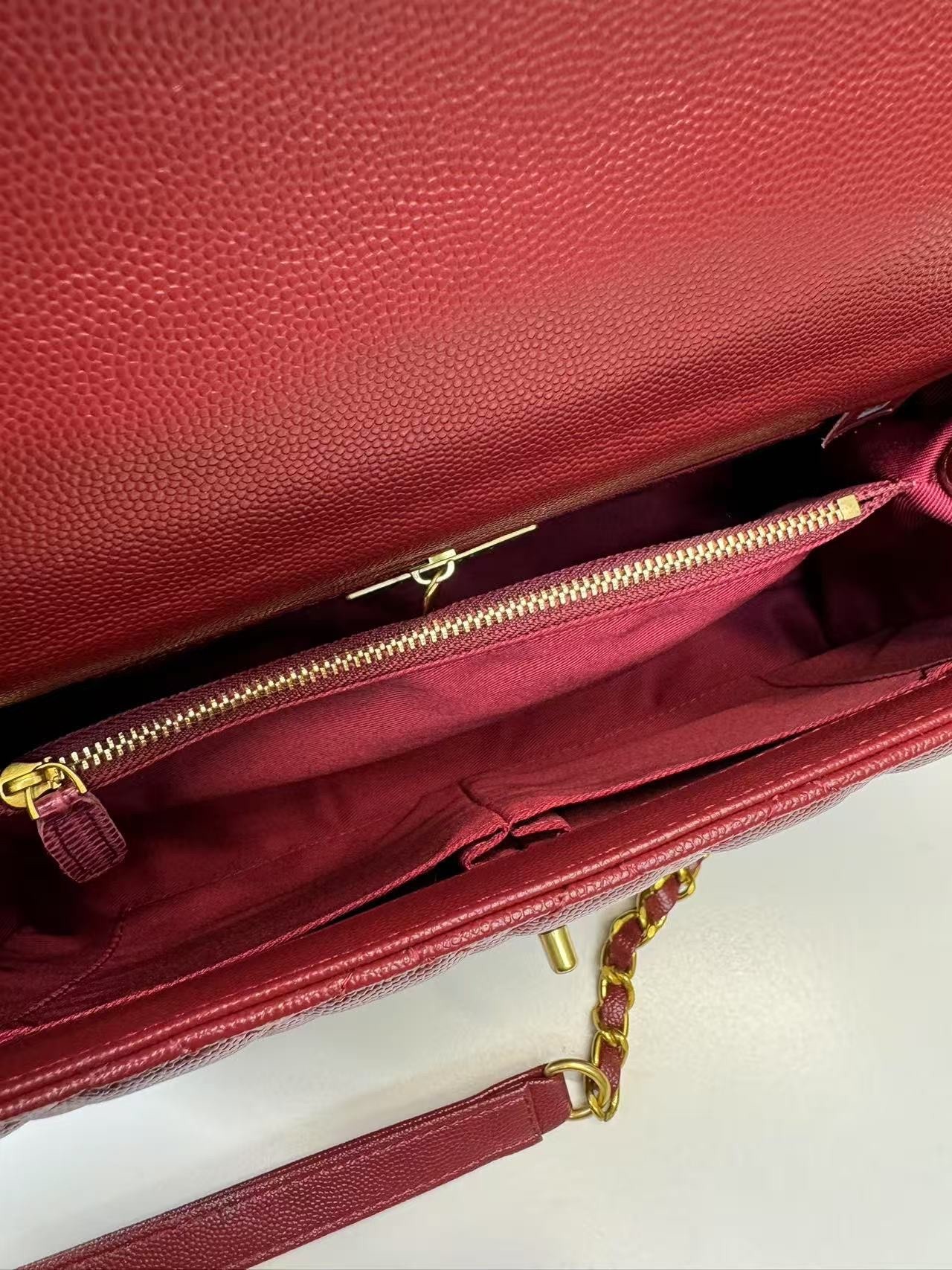 Chanel Handbag With Top Handle Dark Red For Women 11in/28cm
