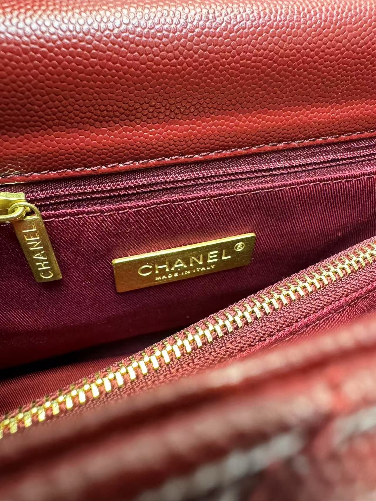 Chanel Handbag With Top Handle Dark Red For Women 11in/28cm