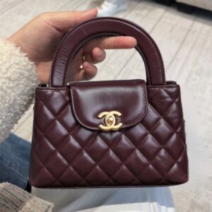 Alternative view of Chanel Kelly Top Handle Bag 7.8in/ 19cm Burgundy Gold Hardware For Women
