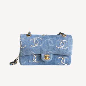 Chanel Classic Handbags Blue For Women 25.5cm / 9.9in A01112