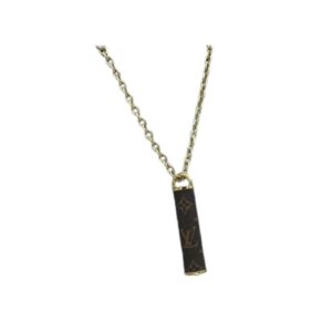 Louis Vuitton Cylinder Pendant Necklace Gold Tone For Women
