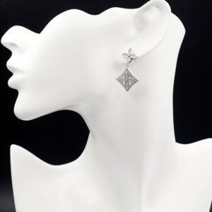 Alternative view of Louis Vuitton Diamond Floral Earrings Silver For Women
