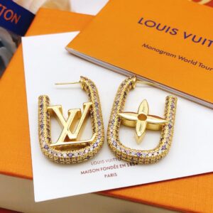 Louis Vuitton Diamond Stud Earrings Gold For Women