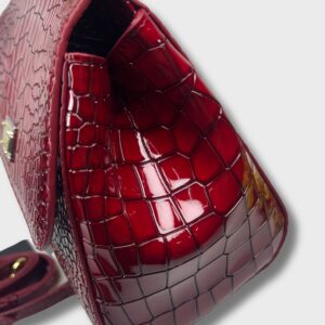 Alternative view of Dolce & Gabbana Medium Sicily Bag In Foiled Crocodile-Print Burgundy For Women 10.2in/26cm DG