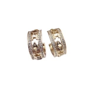 Chanel Engraving The Letter C-H-A-N-E-L Earrings Gold Tone For Women