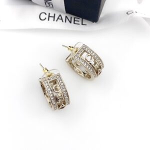 Alternative view of Chanel Engraving The Letter C-H-A-N-E-L Earrings Gold Tone For Women