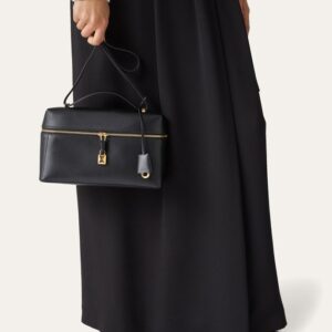 Alternative view of Loro Piana Extra L27 Top Handle Bag  0.6in/ 27cm Black Gold Hardware For Women FAN3462 8000