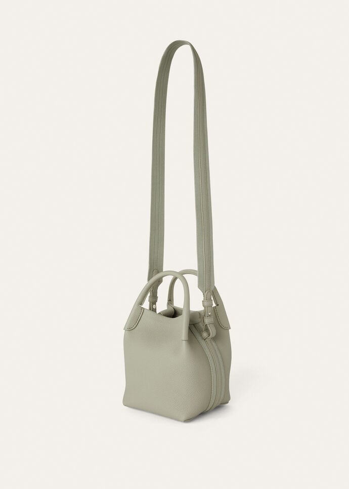 Loro Piana Micro Bale Top Handle Bag 5.2in/ 13cm Light Wasabi Silver Hardware For Women FAN4647 50YB