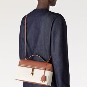 Alternative view of Loro Piana Extra L27 Top Handle Bag 11in/ 27cm Natural/ Caramel Sugar For Women FAO3001 B4AU