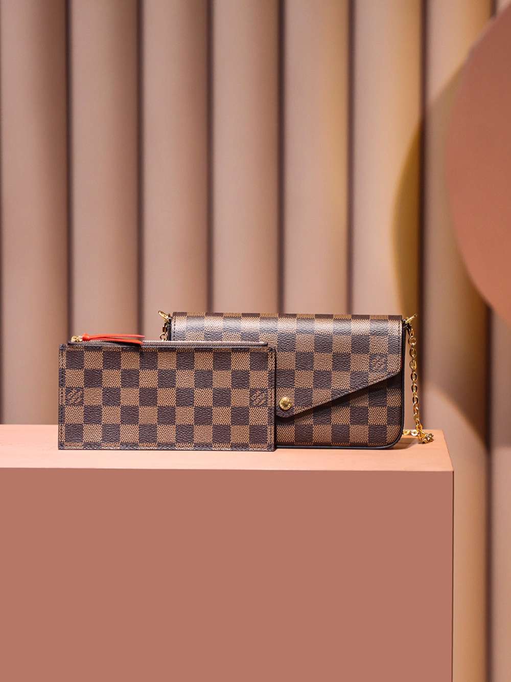 Louis Vuitton Pochette Felicie Shoulder Bag 8.3in/ 21cm Brown Gold Hardware For Women N63032 - Image 11