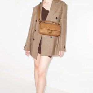 Alternative view of Fendi Baguette Shoulder Bag 10.6in 27cm Brown Gold Hardware For Women FF 8BR600