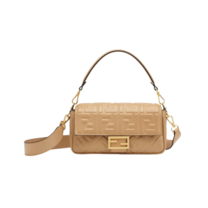 Fendi Baguette Shoulder Bag 10.6in 27cm Brown Gold Hardware For Women FF 8BR600