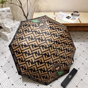Fendi Logo Compact Umbrella Brown