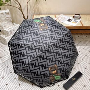 Fendi Logo Compact Umbrella Black