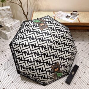 Fendi Logo Compact Umbrella White