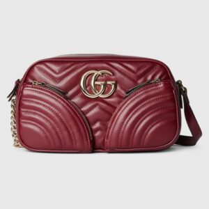 Gucci GG Marmont Small Shoulder Bag Red For Women 9.6 Inches/ 24.3 Cm - 798715 AADPJ 6207