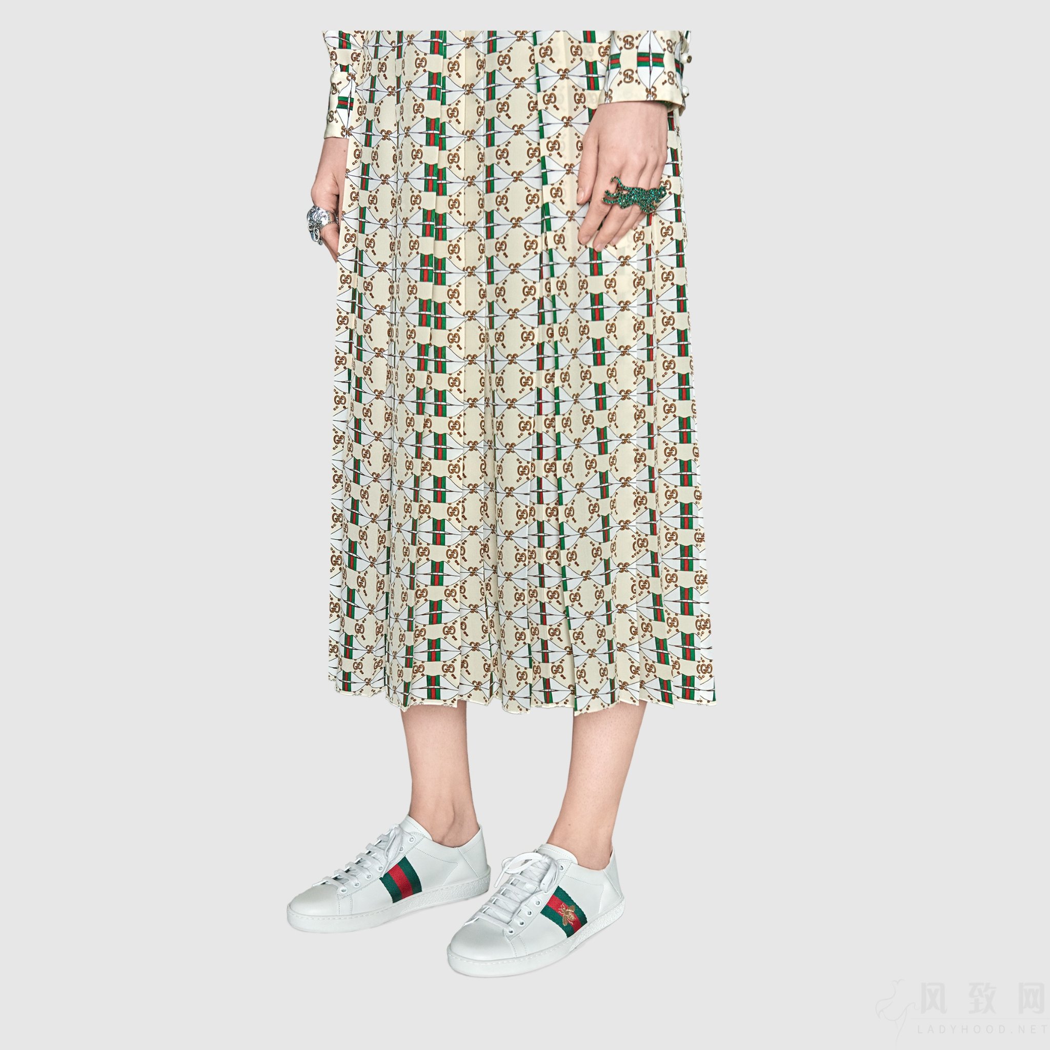Gucci Ace Sneakers With Bee White For Women