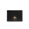 Gucci Animalier Card Case Black with Metal Bee For Men 4in/10cm GG 523685 DJ20T 1000