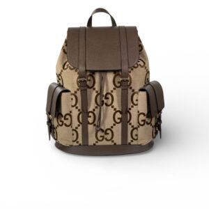 Gucci Backpack With Jumbo GG Camel And Ebony Jumbo GG Canvas For Men 16in/42cm GG ‎678829 UKMEG 2569