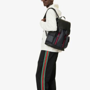 Alternative view of Gucci Black Backpack Black/Grey Soft GG Supreme Blue And Red Web For Men 16.5in/42cm 495563 K9R8X 1071
