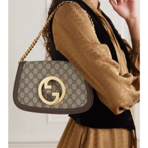 Alternative view of Gucci Blondie Medium Shoulder Bag 11in/ 28cm Beige/ Ebony GG Supreme Canvas Gold Hardware For Women 699268 K9GSG 8358