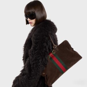 Alternative view of Gucci Borsetto Large Boston Shoulder Bag 15.2in/ 39cm Dark Brown Gold Hardware For Women 866734 AAGIR 2146