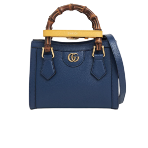 Gucci Diana Mini Top Handle Bag 7.9in/ 20cm Canvas Lining Blue Gold Hardware For Women 702732 U3ZDT 4862