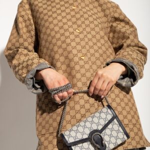 Alternative view of Gucci Dionysus Chain Wallet Shoulder Bag 8in/ 20cm Beige/ Blue GG Supreme Canvas Palladium Hardware For Women 401231 K9GSN 4075