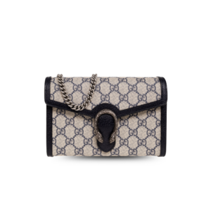 Gucci Dionysus Chain Wallet Shoulder Bag 8in/ 20cm Beige/ Blue GG Supreme Canvas Palladium Hardware For Women 401231 K9GSN 4075