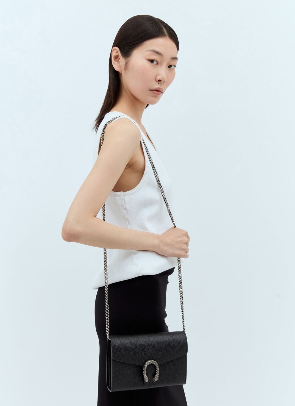Gucci Dionysus Mini Chain Shoulder Bag 8in/ 20cm Emerald Black Metal-Free Tanned Antique Silver Hardware For Women 401231 CAOGN 8176