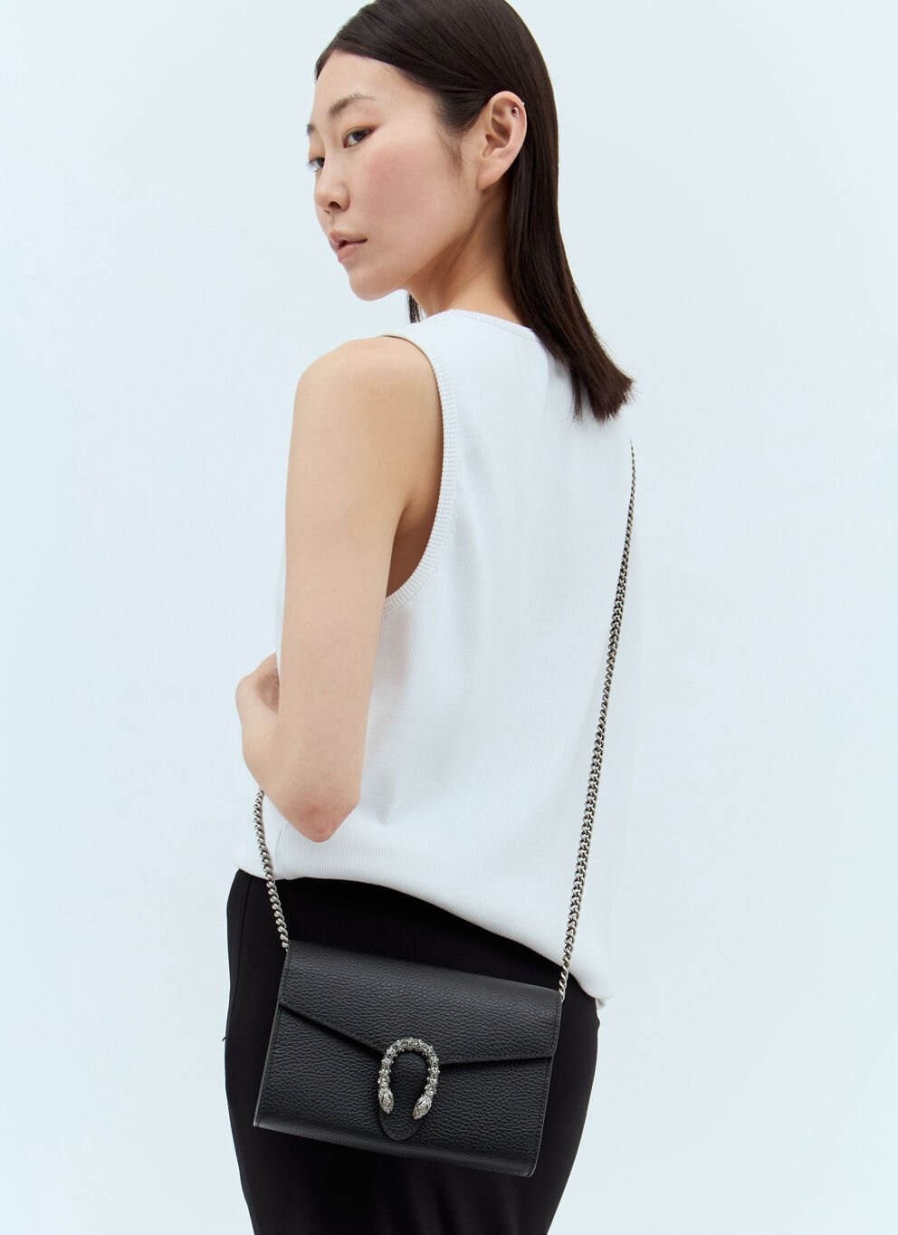 Gucci Dionysus Mini Chain Shoulder Bag 8in/ 20cm Emerald Black Metal-Free Tanned Antique Silver Hardware For Women 401231 CAOGN 8176