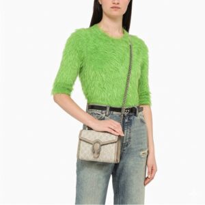 Alternative view of Gucci Dionysus Mini Shoulder Bag 7.9in/ 20cm Beige/ White GG Supreme Canvas Palladium Hardware For Women 421970 UULBN 9683