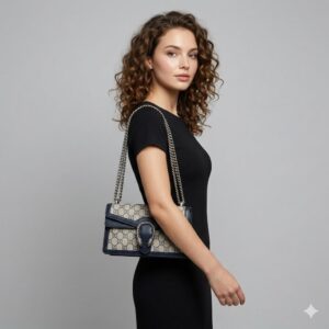 Alternative view of Gucci Dionysus Small Shoulder Bag 10in/ 25cm Beige/ Blue GG Supreme Canvas Antique Silver Hardware For Women 499623 K9GSN 4075