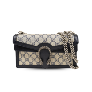 Gucci Dionysus Small Shoulder Bag 10in/ 25cm Beige/ Blue GG Supreme Canvas Antique Silver Hardware For Women 499623 K9GSN 4075