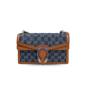 Gucci Dionysus Small Shoulder Bag 11in/ 28cm Dark Blue/ Ivory Eco Washed Organic GG Jacquard Denim Antique Silver Hardware For Women 400249 2KQFN 4483