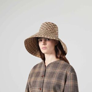 Alternative view of Gucci Eco Washed Denim Wide Brim Hat Beige GG Hat 631958 KQW00 9700
