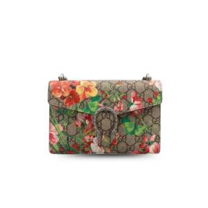 Gucci GG Supreme Blooms Dionysus Wallet On Chain Crossbody Bag 8in/ 20cm Multicolor Antiqued Silver Hardware For Women