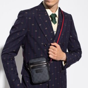 Alternative view of Gucci GG Messenger Bag Black/Grey GG Supreme Canvas A Material With Low Environmental Impact With Black For Men 7in/18cm GG ‎682357 K5RLN 1095