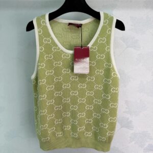 Alternative view of Gucci GG Monogram Sleeveless Top Sage Green For Women